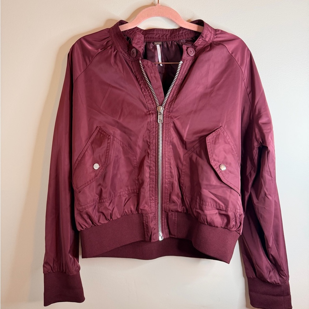 NWOT Free People Maroon Bomber Jacket